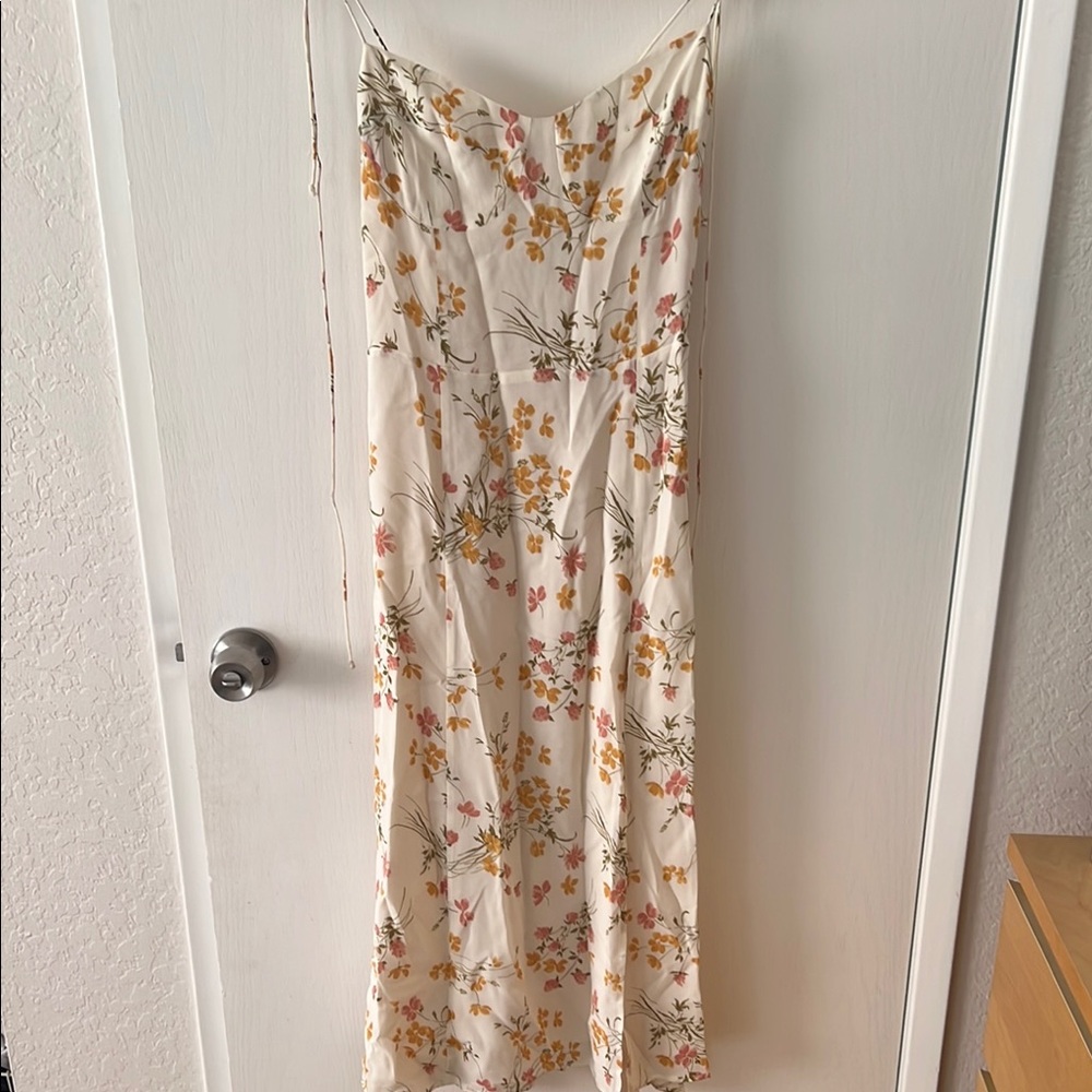 Reformation Juliette Floral Print Cream Dress